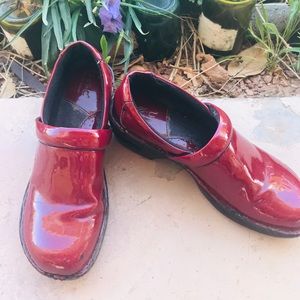 B O C red leather clogs - size 9